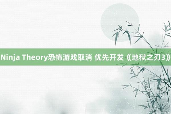 Ninja Theory恐怖游戏取消 优先开发《地狱之刃3》