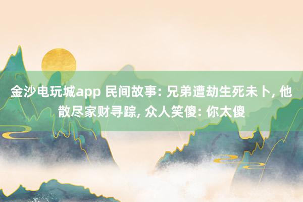 金沙电玩城app 民间故事: 兄弟遭劫生死未卜, 他散尽家财寻踪, 众人笑傻: 你太傻