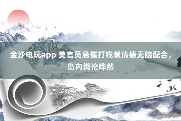 金沙电玩app 美官员急催打钱赖清德无脑配合，岛内舆论哗然