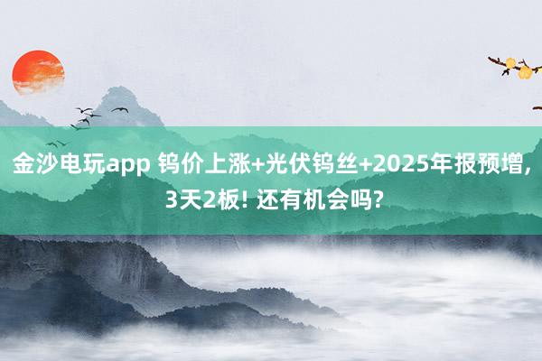 金沙电玩app 钨价上涨+光伏钨丝+2025年报预增, 3天2板! 还有机会吗?
