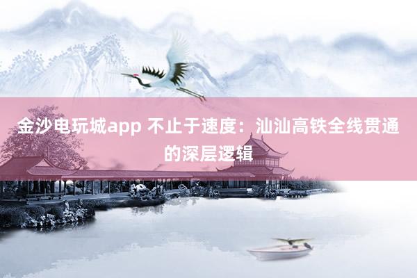 金沙电玩城app 不止于速度:汕汕高铁全线贯通的深层逻辑