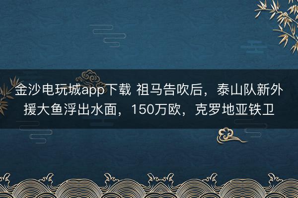 金沙电玩城app下载 祖马告吹后，泰山队新外援大鱼浮出水面，150万欧，克罗地亚铁卫